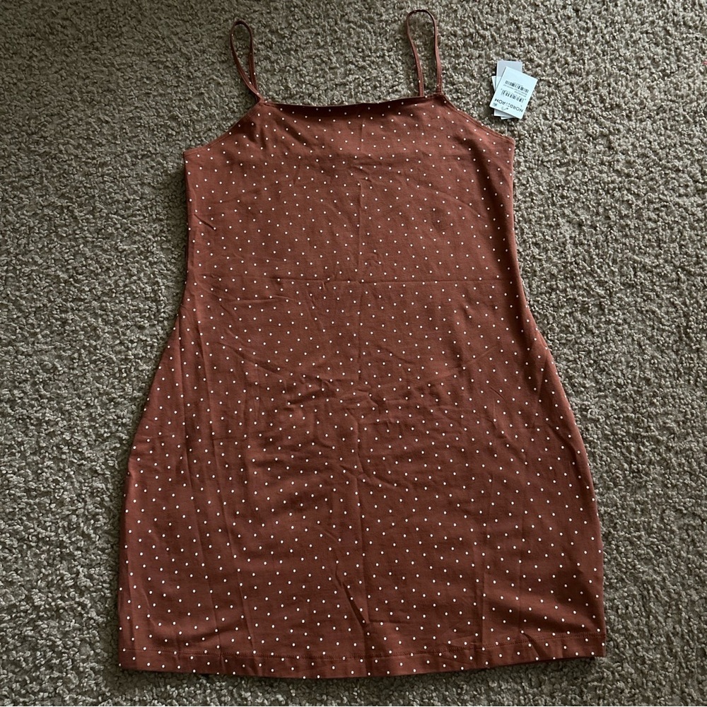 BP | Brown Polka Dot Mini Dress - Picture 3 of 11